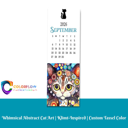 ColorFlow | 12 Month Cat Art Metal Bookmark Set Vibrant Illustrated Calendar Collection for Readers Gift Set | Optional Personalization