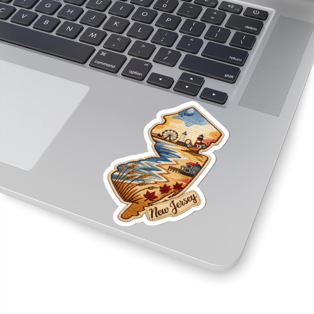 ColorFlow | New Jersey Coastal Story Vinyl Sticker | Boardwalk Lighthouse Shoreline Art Design