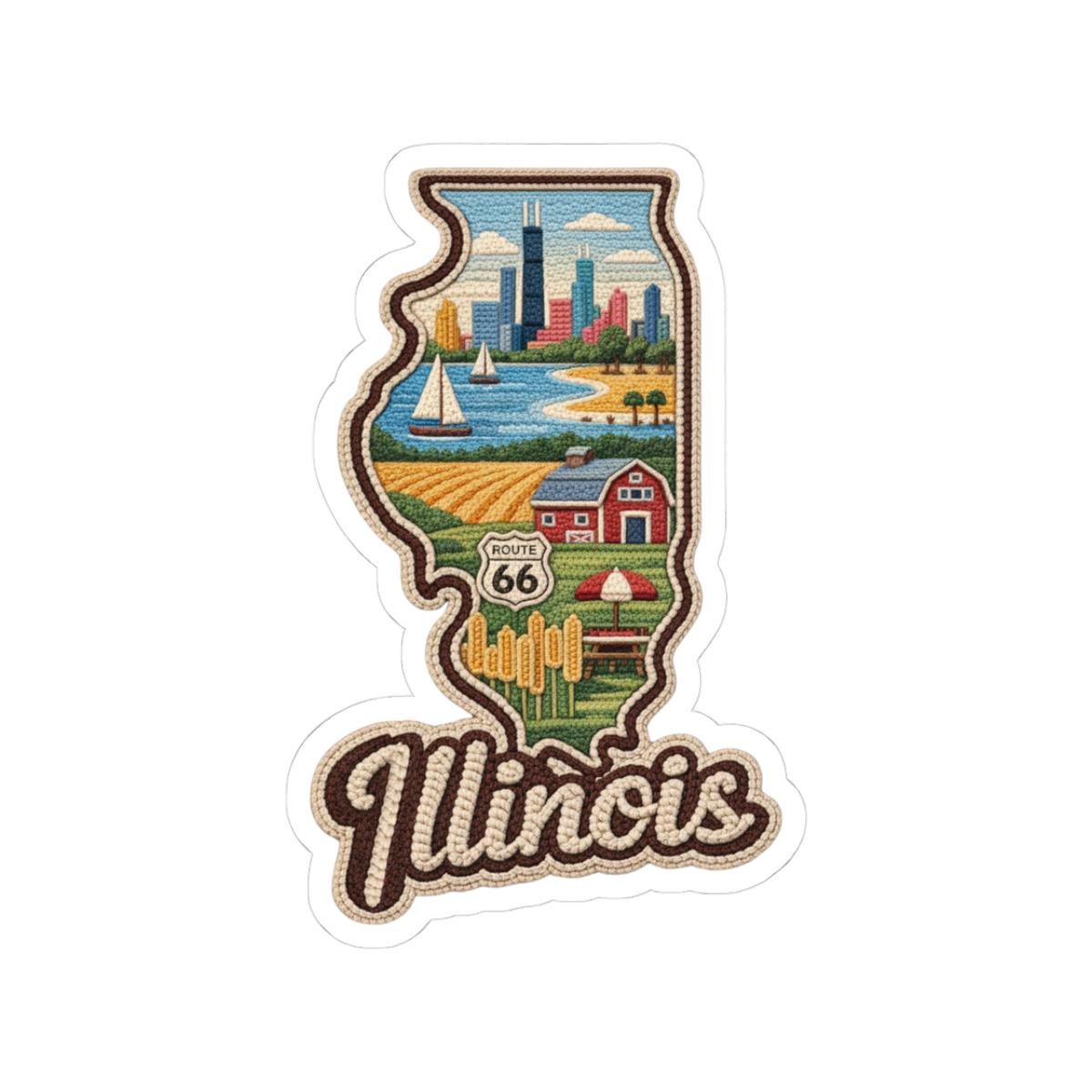 ColorFlow | Illinois Prairie Skyline Vinyl Sticker | Chicago Lakefront Route 66 Heartland Scene Art