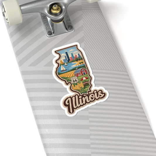 ColorFlow | Illinois Prairie Skyline Vinyl Sticker | Chicago Lakefront Route 66 Heartland Scene Art