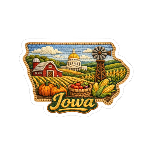 ColorFlow | Iowa Harvest Heritage Vinyl Sticker | Midwest Farmland Capitol Countryside Artwork