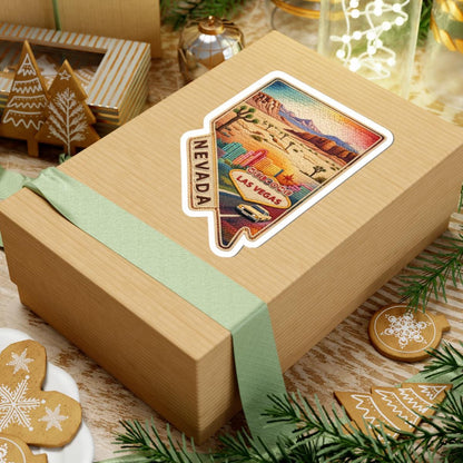 ColorFlow | Nevada Desert Nights Vinyl Sticker | Las Vegas Skyline Mojave Landscapes and Southwest Road Trip Art
