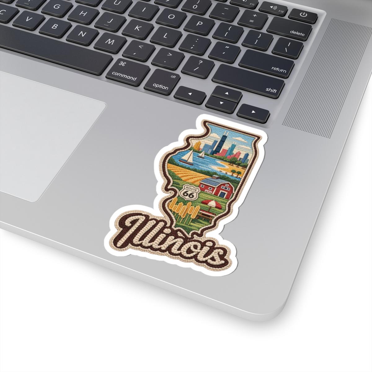 ColorFlow | Illinois Prairie Skyline Vinyl Sticker | Chicago Lakefront Route 66 Heartland Scene Art