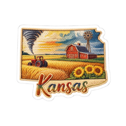 ColorFlow | Kansas Sunflower Plains Vinyl Sticker | Prairie Farmland Barn and Heartland Scenic Art
