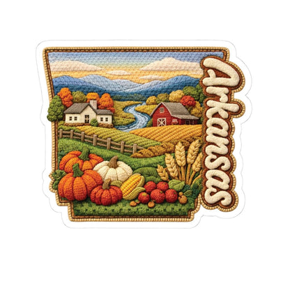 ColorFlow | Arkansas Harvest Valley Vinyl Sticker | Rolling Hills River Farms and Autumn Countryside Art
