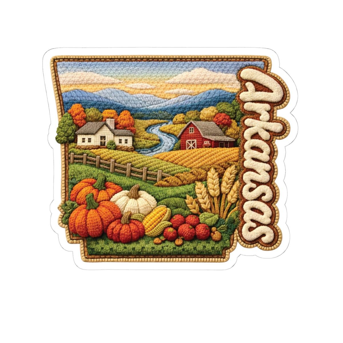 ColorFlow | Arkansas Harvest Valley Vinyl Sticker | Rolling Hills River Farms and Autumn Countryside Art