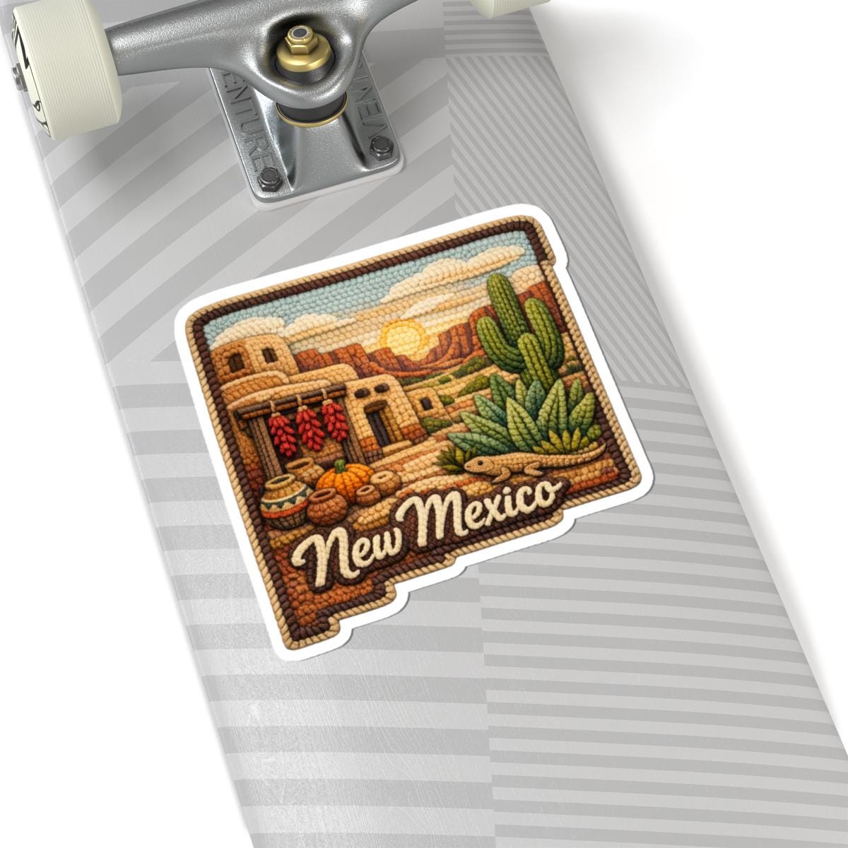 ColorFlow | New Mexico Desert Traditions Vinyl Sticker | Adobe Pueblo Sunrise and Southwest Canyon Art