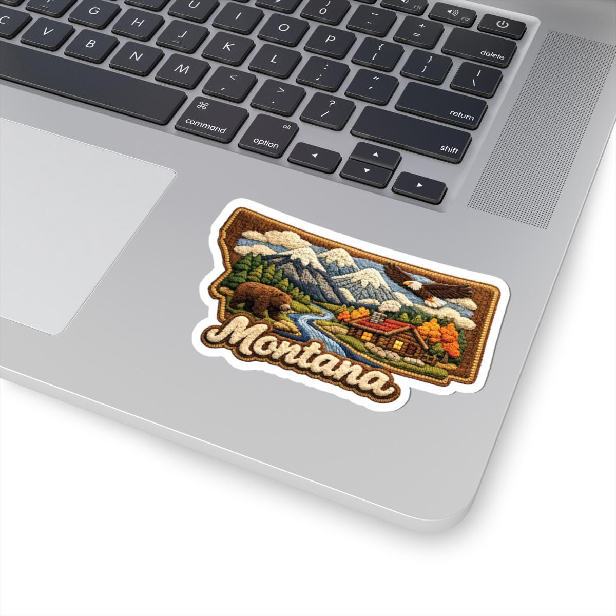 ColorFlow | Montana Wilderness Retreat Vinyl Sticker | Mountain Rivers Cabin Wildlife and Big Sky Landscape Art