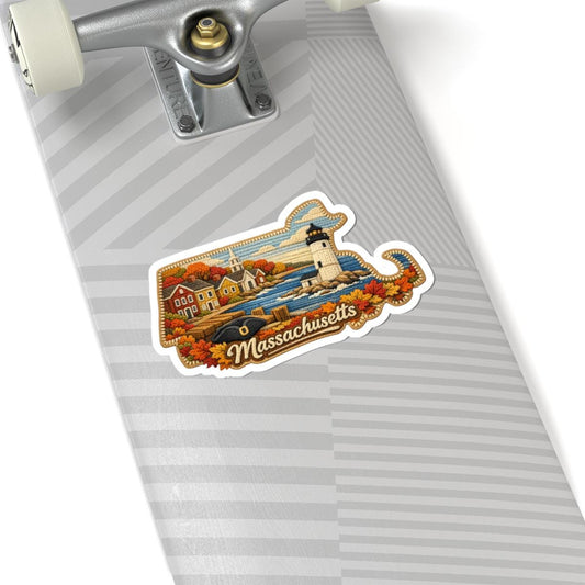 ColorFlow | Massachusetts Coastal Heritage Vinyl Sticker | New England Harbor Lighthouse Autumn Towns Art