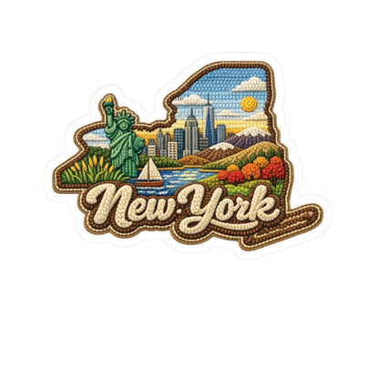 ColorFlow | New York Empire Horizons Vinyl Sticker | Liberty Harbor Skyline Hills and Scenic State Art