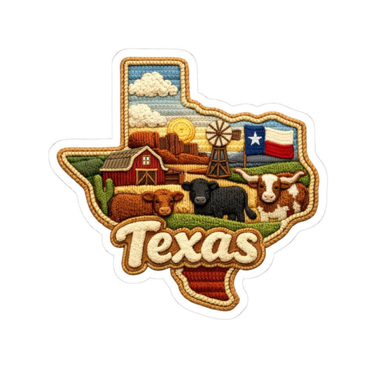 ColorFlow | Texas Lone Star Ranch Vinyl Sticker | Western Plains Windmills Cattle and Sunset Heritage Art