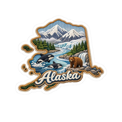ColorFlow | Alaska Wild Frontier Vinyl Sticker | Glacial Rivers Mountain Peaks Orcas and Northern Wilderness Art
