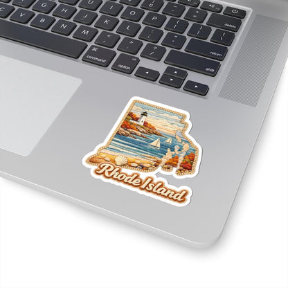 ColorFlow | Rhode Island Oceanlight Vinyl Sticker | Coastal Cliffs Sailboats Lighthouse and New England Shore Art
