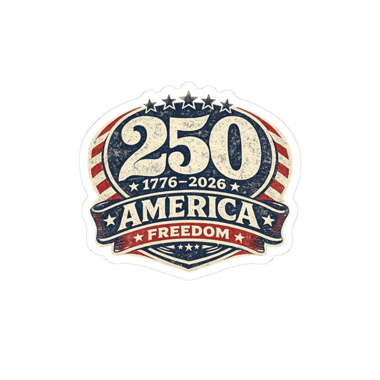 ColorFlow | 250 America Freedom Anniversary Vintage Patriotic Badge Vinyl Sticker