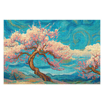 ColorFlow | Cherry Blossom Dreamscape Wooden Jigsaw Puzzle Art Inspired Mindful Puzzle Gift