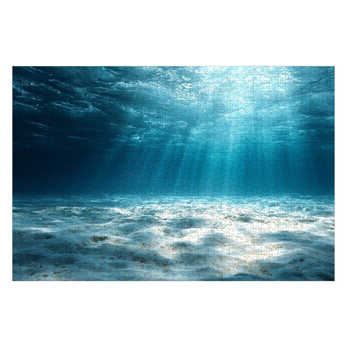 ColorFlow | Beneath the Blue Ocean Light Wooden Jigsaw Puzzle Calming Seascape Art Puzzle