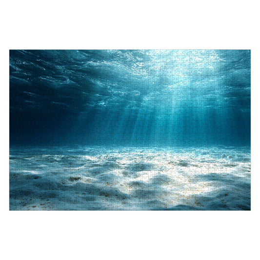 ColorFlow | Beneath the Blue Ocean Light Wooden Jigsaw Puzzle Calming Seascape Art Puzzle