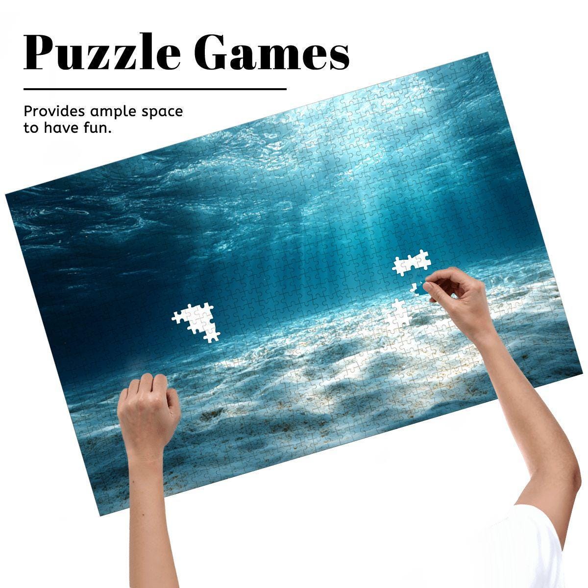 ColorFlow | Beneath the Blue Ocean Light Wooden Jigsaw Puzzle Calming Seascape Art Puzzle