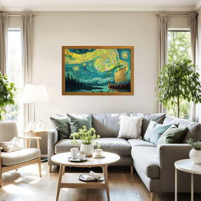 ColorFlow | Nordic Star Sail Wooden Jigsaw Puzzle Mythic Voyage Art Inspired Puzzle
