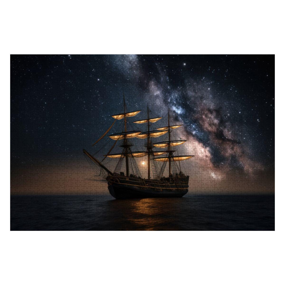 ColorFlow | Celestial Night Voyager Wooden Jigsaw Puzzle Star Filled Sky Nautical Art Puzzle