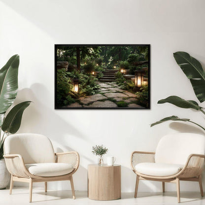 ColorFlow | Lantern Garden Path Wooden Jigsaw Puzzle Tranquil Forest Art Puzzle