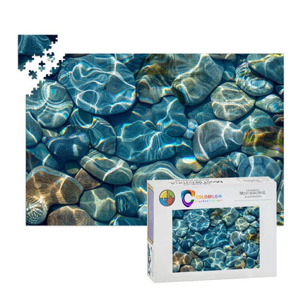 ColorFlow | Sunlit Water Stones Wooden Jigsaw Puzzle Abstract Calm Nature Art Puzzle