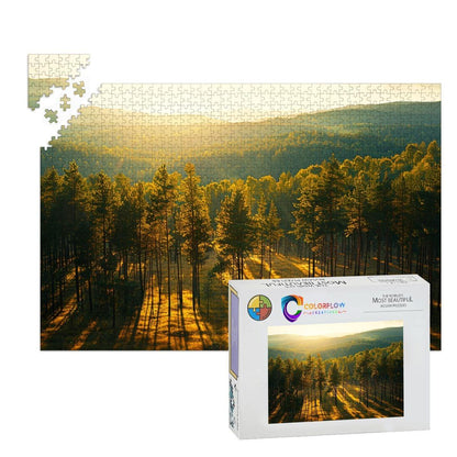 ColorFlow | Golden Forest Light Wooden Jigsaw Puzzle Peaceful Woodland Art Inspired Puzzle