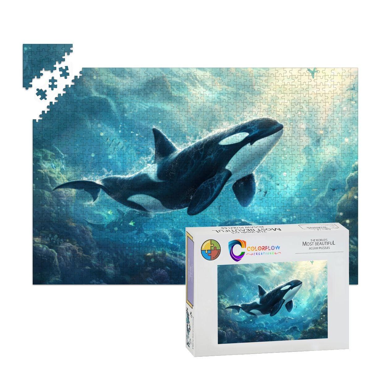 ColorFlow | Ocean Guardian Orca Wooden Jigsaw Puzzle Majestic Marine Life Art Puzzle