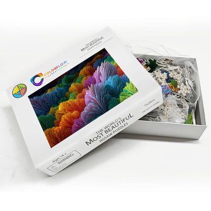 ColorFlow | Chromatic Bloom Field Wooden Jigsaw Puzzle Vibrant Abstract Art Inspired Puzzle