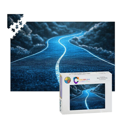 ColorFlow | Blue Path Into the Unknown Wooden Jigsaw Puzzle Surreal Journey Art Puzzle