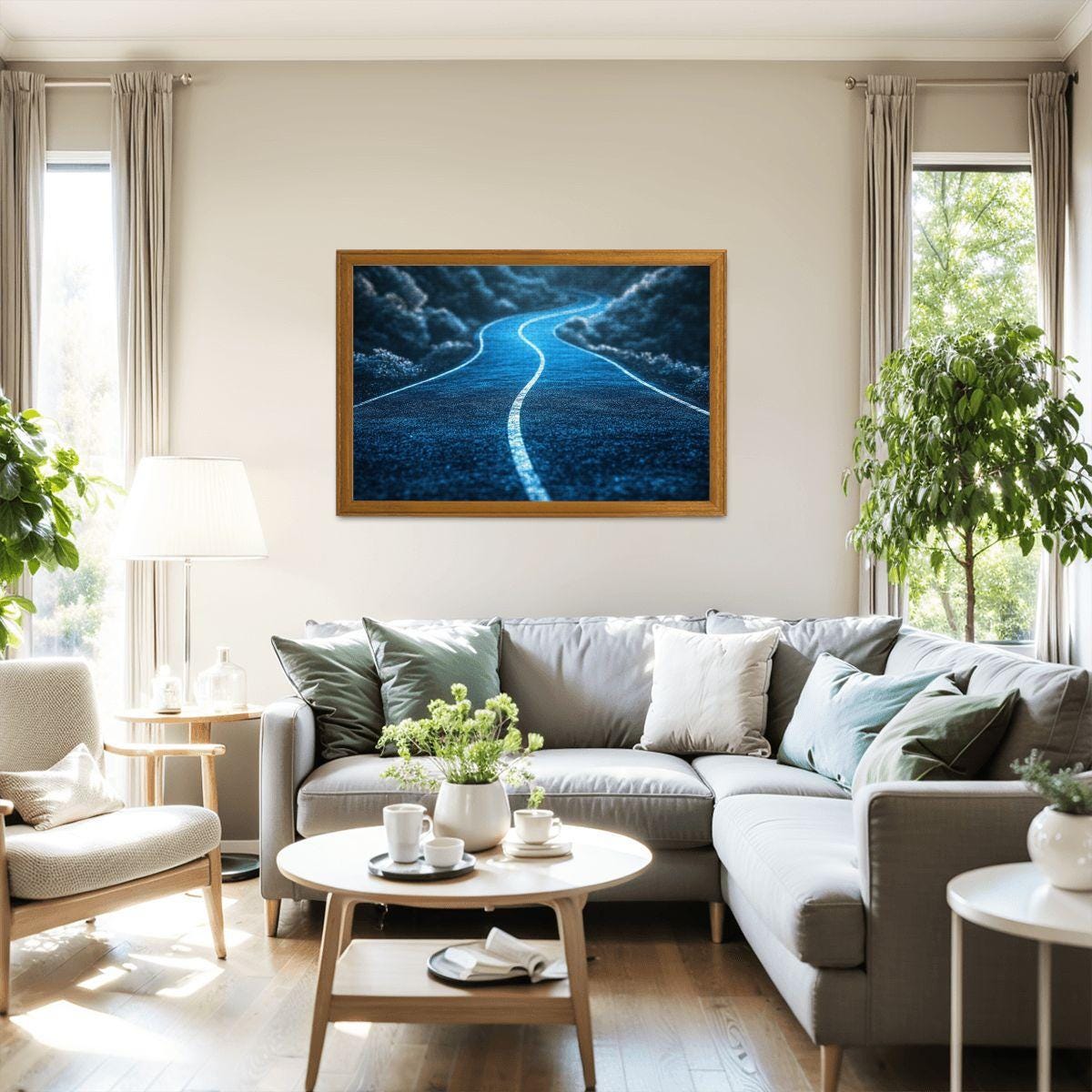 ColorFlow | Blue Path Into the Unknown Wooden Jigsaw Puzzle Surreal Journey Art Puzzle