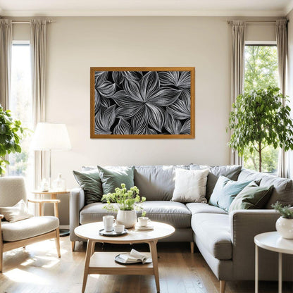 ColorFlow | Monochrome Petal Harmony Wooden Jigsaw Puzzle Minimal Floral Line Art Puzzle