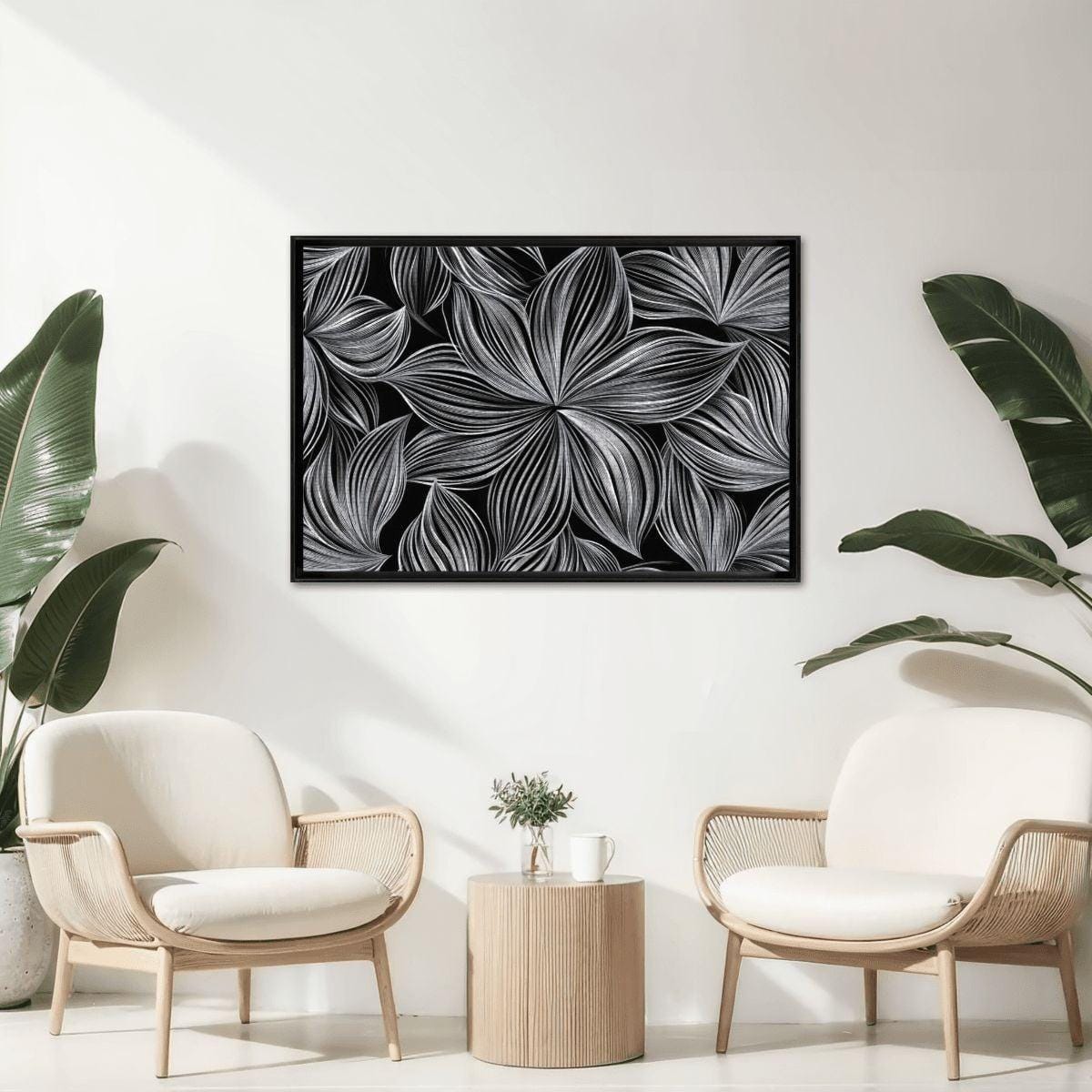 ColorFlow | Monochrome Petal Harmony Wooden Jigsaw Puzzle Minimal Floral Line Art Puzzle