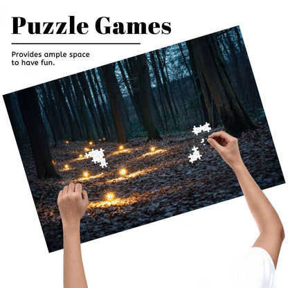 ColorFlow | Enchanted Lantern Forest Wooden Jigsaw Puzzle Mystical Woodland Light Art Puzzle