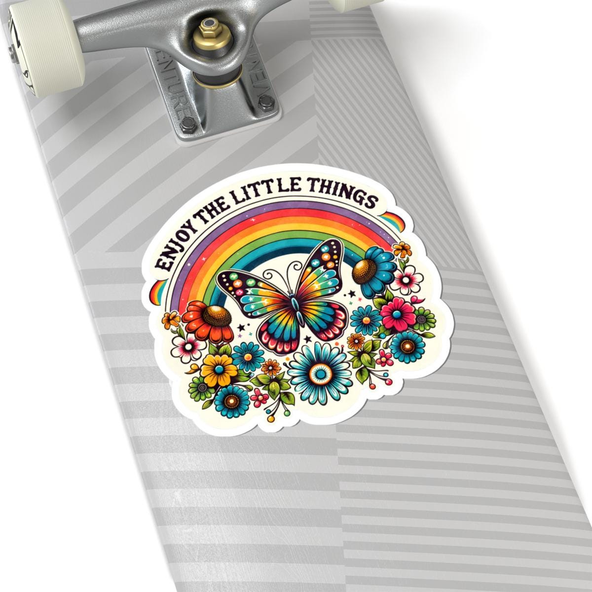 ColorFlow | Enjoy the Little Things Rainbow Butterfly Boho Floral Inspirational Art Vinyl Sticker