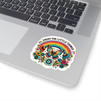 ColorFlow | Enjoy the Little Things Rainbow Butterfly Boho Floral Inspirational Art Vinyl Sticker