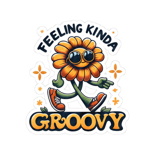 ColorFlow | Feeling Kinda Groovy Retro Flower Character Vintage Hippie Art Vinyl Sticker