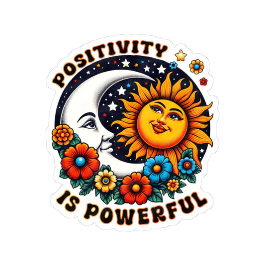 ColorFlow | Positivity Is Powerful Sun Moon Celestial Floral Vintage Art Vinyl Sticker
