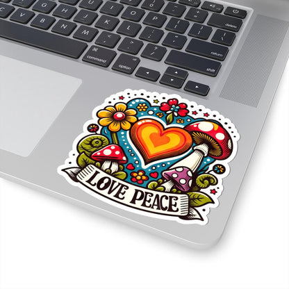 ColorFlow | Love Peace Retro Heart Mushroom Hippie Floral Art Vinyl Sticker