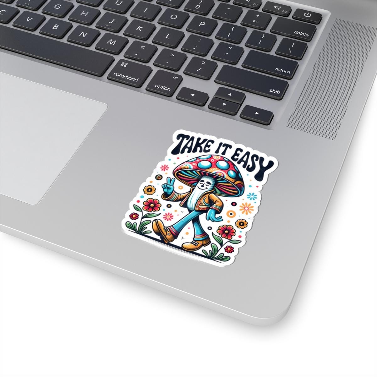 ColorFlow | Take It Easy Peace Sign Mushroom Groovy Retro Floral Art Vinyl Sticker