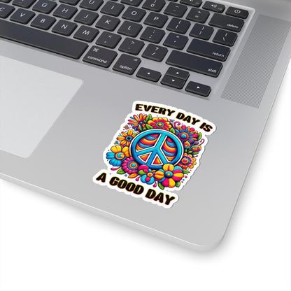 ColorFlow | Every Day Is a Good Day Peace Sign Floral Retro Positivity Art Vinyl Sticker