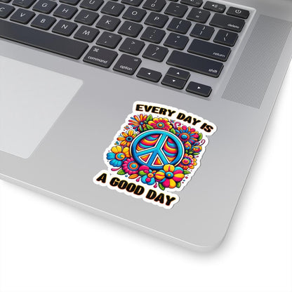 ColorFlow | Every Day Is a Good Day Peace Sign Floral Retro Positivity Art Vinyl Sticker