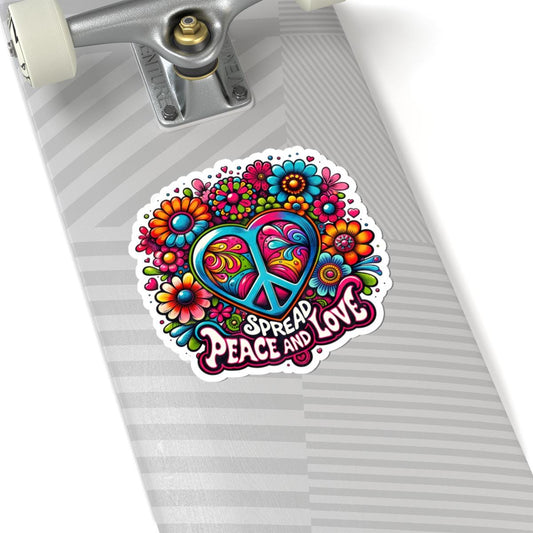 ColorFlow | Spread Peace and Love Heart Symbol Vibrant Floral Retro Art Vinyl Sticker