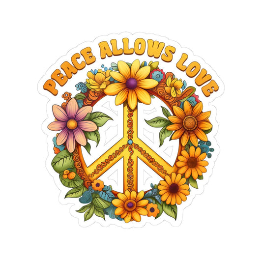 ColorFlow | Peace Allows Love Floral Peace Sign Boho Retro Art Vinyl Sticker