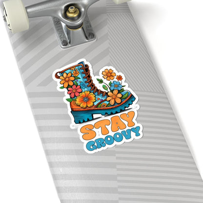 ColorFlow | Stay Groovy Floral Boot Retro Hippie Positivity Art Vinyl Sticker