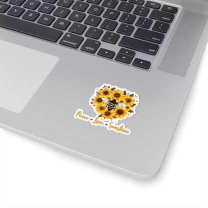 ColorFlow | Peace Love Sunshine Bee Sunflower Retro Floral Art Vinyl Sticker