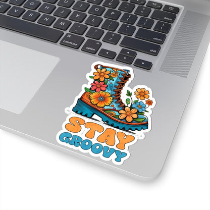 ColorFlow | Stay Groovy Floral Boot Retro Hippie Positivity Art Vinyl Sticker
