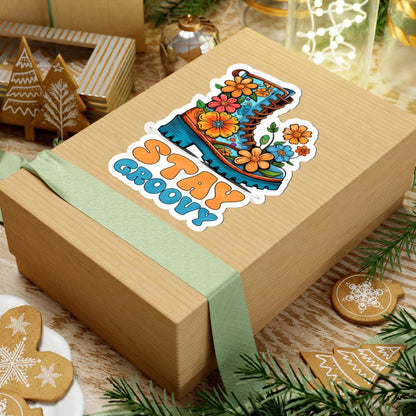 ColorFlow | Stay Groovy Floral Boot Retro Hippie Positivity Art Vinyl Sticker