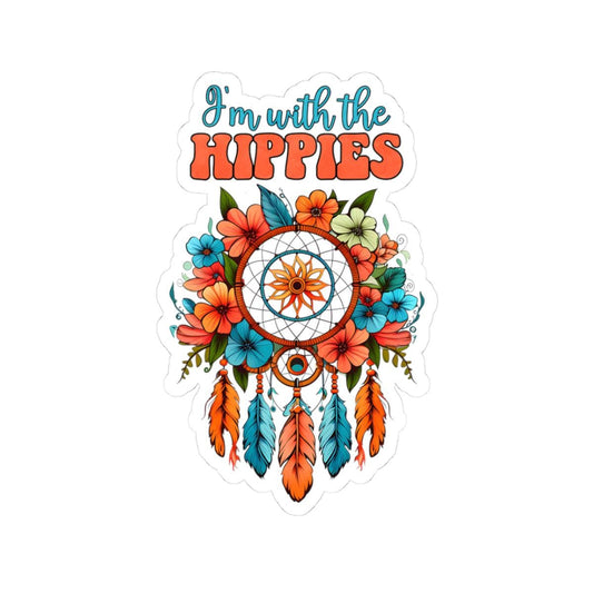 ColorFlow | Im With the Hippies Floral Dreamcatcher Boho Retro Peace Art Vinyl Sticker