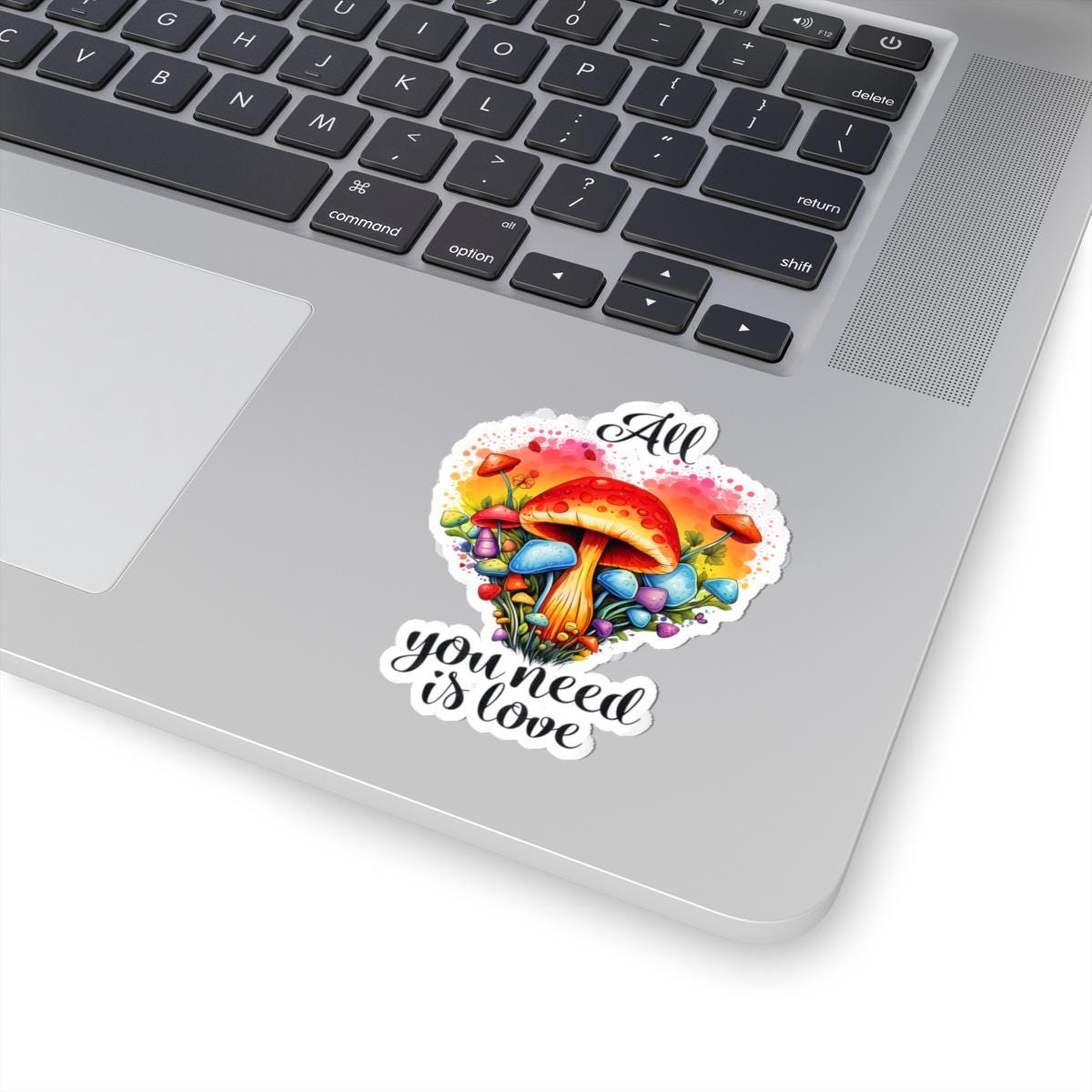 ColorFlow | All You Need Is Love Psychedelic Mushroom Heart Retro Hippie Floral Art Vinyl Sticker